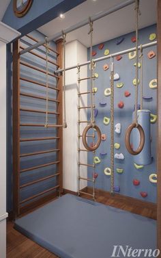 there is a climbing wall in the children's room