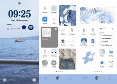 an iphone screen with the weather and icons displayed on it, along with a boat in the water