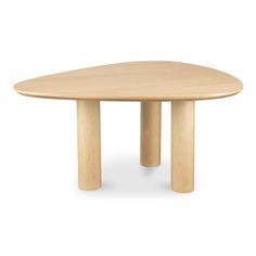 an oval wooden table with two legs on the top and one leg extended to the side