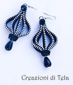 black and white beaded earrings with beads