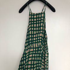 Never Work Before Halter Dress! Green Grid Pattern, Sophisticated Look And Light Fabric ! Chic Long Sundress For Brunch, Green Mini Dress With Asymmetrical Hem, Fitted Asymmetrical Maxi Dress For Brunch, Chic Asymmetrical A-line Dress For Spring, Flowy Asymmetrical Hem Dress For Brunch, Asymmetrical Hem Midi Dress For Brunch, Chic Asymmetrical Dress For Spring Day Out, Fitted Sundress With Asymmetrical Hem, Summer Asymmetrical Fitted Dress