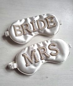 BRIDAL SLEEP MASKS  Made from beautiful white satin and personalised with pearl and diamanté BRIDE or MRS lettering ♡ Perfect for a bridal gift, bridal shower, hen party or wedding night. ♡ For custom orders, alternative colours or personalisation - please message me please allow up to 7 days to be made and dispatched Sleep Masks, Bridal Gift, Wedding Night, Bride To Be, Hen Party, Sleep Mask, Bridal Gifts, Mask Making, Gift Accessories