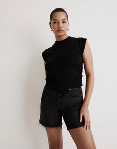 Side-Cinch Muscle Tee Real Star, Black Plus Size, Muscle Tee, Black Side, Madewell Denim, Muscle Tees, High Point, Crew Neck Tee, Infant Tees