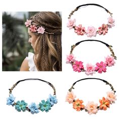 PRICES MAY VARY. 🌸Package:4 Pack flower crown for women girls, flower girl headpieces for bridal, bridesmaids, or flower girls in the wedding, beach etc. 🌸Flower Crown Size: The flower headbands fit for head circumference of 52-58 cm/20.5-22.8 inches. 🌸Colorful Flower Headband: The flower headbands for women are in assorted colors of pink, blue etc. They come in pleasant colors, matching any dress and occasion. 🌸Occasions: The fairy flower crowns are perfect for wedding ceremonies, engagemen Flower Tiara Wedding, Floral Crown Bride, Rose Flower Headband, Flower Headband Wedding, Floral Hairband, Hair Garland, Wedding Hairband