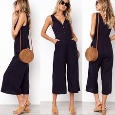 Black Cotton V-Neck Jumpsuit. Super Cute And Comfortable, Except It’s A Little Too Short On Me. I Would Recommend It For Anyone 5’5” And Shorter :) Never Worn Black V-neck Jumpsuits For Summer, V-neck Jumpsuits With Pockets For Night Out, V-neck Jumpsuits And Rompers With Pockets For Night Out, Black V-neck Jumpsuits And Rompers For Spring, V-neck Jumpsuit With Pockets For Night Out, Casual V-neck Jumpsuits And Rompers For Work, Black V-neck Summer Jumpsuits And Rompers, Casual Solid Jumpsuits And Rompers For Date Night, Black V-neck Jumpsuits And Rompers For Summer