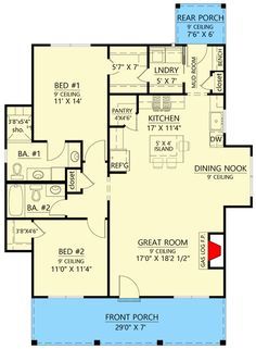 the floor plan for a two bedroom, one bath apartment with an attached bathroom and living room