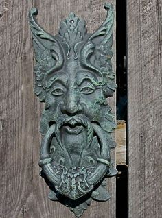 Large Green Man Cast Iron Door Knocker & Gate Keeper Gate Keeper, Cast Iron Door, Iron Door, Old Doors