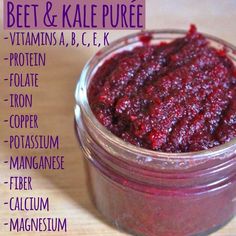 beet and kale puree with vitamins a, b, c, e, k