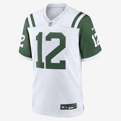 Rep one of your team's top stars with this New York Jets Jersey. Proper ventilation and a loose fit help provide a dry, comfortable wear with the authentic look of the on-field uniform. Joe Namath, Nfl Games, Nike Classic, Nike Nfl, Game Jersey, Uniform Design, Tailored Design, New York Jets, National Football League