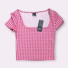 Pink And White Checkered Crop Top New With Tags Brand: Wild Fable Size: Xs Gingham Cropped Cotton Top, Cropped Gingham Cotton Top, Casual Gingham Tops For Beach, Casual Gingham Cotton Crop Top, Fitted Gingham Crop Top For Summer, Casual Gingham Crop Top For Spring, Casual Fitted Gingham Tops, Fitted Gingham Tops For Day Out, Fitted Gingham Cropped Top