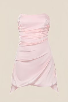 Pink Silk Homecoming Dress, Pink Strapless Hoco Dress, Satin Ruched Dress, Homecoming Inspo, Senior Hoco, Short Princess Dress, Hoco 2024, Hoco Inspo, Semi Dresses