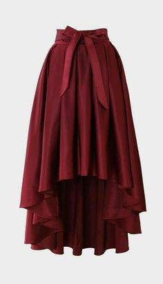 Waterfall Skirt, 파티 드레스, Maxi Rok, Cute Skirts, Mode Inspiration, Wine Red, Skirt Outfits, Fashion Sense, Skirt Fashion