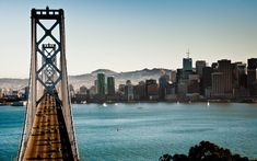 a view of the bay bridge in san francisco, california