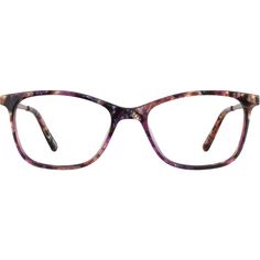 These colorful rectangle glasses feature jewel accents on the temple arms. The medium-narrow eyeglasses has an acetate eyeglasses front with metal temple arms and acetate temple tips. It is available in purple tortoiseshell and galaxy (blue/green pattern). Spring hinges provide a comfortable wear. Please note the actual pattern on eyeglasses may vary slightly from the one pictured. | Zenni Women's Rectangle Prescription Eyeglasses Purple Tortoise Shell Mixed Zenni Optical Glasses, Stylish Glasses For Women, Blue Green Pattern, Womens Glasses Frames, Cat Eye Glasses Frames, Rectangle Glasses, Rim Design, Zenni Optical, Eyeglasses Frames For Women