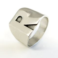 Wherever you go, wear your beautiful custom initial ring with your loved one letter or even your own. This unisex oxidized silver letter ring is suitable for men or women, make this personalized piece your new style signature or give it as a special gift to any family member, friend, or significant other for any special occasion, including birthdays, Valentine’s day, and anniversaries. #SilverLetterRing #InitialRingformenorwomen #ChunkyRing #Alphabetring #InitialJewelry #CustomInitialRing Modern Hallmarked Wide Band Ring As Gift, Modern Hallmarked Wide Band Ring For Gifts, Hallmarked Wide Band Signet Ring For Gift, Mens Initial Ring, Alphabet Ring, Silver Initial Ring, Ring Initial, Jon Jon, Chunky Ring