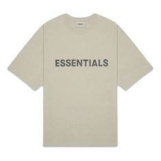 Fear of God Essentials FW20 Logo Tee 'Moss' FOG-FW20-291 (Men's/Short Sleeve/Gift Recommend/Gift to Boyfriend) Beige Logo Print Top For Streetwear, Classic Beige Tops For Streetwear, Gift To Boyfriend, Fear Of God Essentials, Fear Of God, Logo Tee, Logo Tees, Casual T Shirts, Boyfriend Gifts