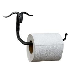 a roll of toilet paper hanging from a hook