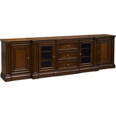 a large wooden cabinet with doors and drawers