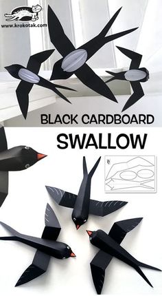 the black cardboard swanow is made from paper