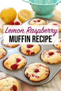 lemon raspberry muffins in a muffin tin