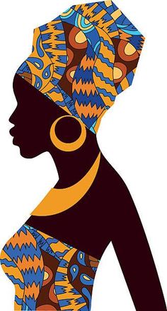 the silhouette of a woman wearing an african headdress royalty - free stock photo