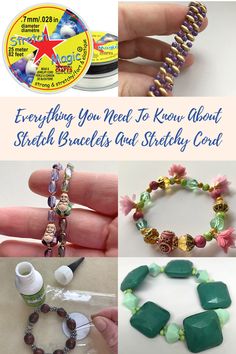 the instructions for how to make beaded bracelets and stretchy cords with beads