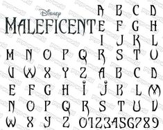 the font and numbers for maleficente from disney's animated movie,