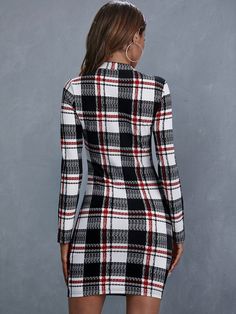 This stunning mini dress is ideal for spring and autumn. It’s long-sleeve, the pattern is plaid. The dress can be worn on any occasion, casual at elegant parties and gatherings. The material of the dress is polyester and cotton. Description: Color: Black Season: Summer Material: Polyester, Cotton Long Sleeve Plaid Dress, Red Bodycon Dress, Luxury Wear, Mini Dress Formal, Flirty Dresses, Dress Out, Mini Dresses For Women, Mini Cocktail Dress, Womens Clothing Stores