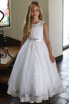 Next stop: Pinterest Comunion Dress, Communion Dresses Lace, Girls First Communion Dresses, Holy Communion Dresses, Communion Party, First Communion Dress, First Communion Dresses, Embroidered Bodice, Taffeta Dress