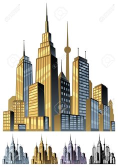 cityscape with skyscrapers on white background