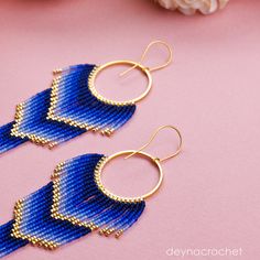 Fringe Beaded Earrings, Gold Bead Earrings, Gold Fringe, Seed Bead Patterns, Bead Patterns, Pretty Earrings, Simple Earrings, Gold Plated Earrings, Seed Bead