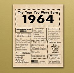 an old newspaper advertises the year you were born, and it is displayed on a wall