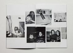 an open book with pictures of people in black and white