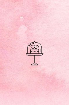 a drawing of a cake on a pink background