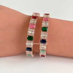 Multi stones Rose Gold Diamond bangles CZ Bangles Bracelets Indian Bangles CZ stone bangles Indian wedding Jewelry bridal jewelry set of 2  Ships from California in 1 business day Delivery in 2-5 business days in the USA Cubic Zirconia Crystal Bracelet For Wedding, Cubic Zirconia Gemstone Bracelet For Wedding, Cubic Zirconia Gemstone Bangle Bracelet, Elegant Multicolor Crystal Bracelet For Wedding, Rose Gold Gemstone Bracelets For Wedding, Rose Gold Gemstone Bracelet For Wedding, Multicolor Cubic Zirconia Bangle Jewelry, Stackable Rose Gold Bangle For Wedding, Rose Gold Stackable Bangle For Wedding