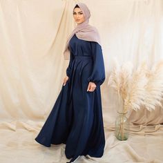 Middle East Turkish Dubai Muslim Women Satin Abaya Dress With Hijab Scarf Satin Abaya Dress, Satin Abaya, Abaya Dresses, Dress With Scarf, Kaftan Dresses, Arabian Women, Open Abaya, Muslim Outfits, Hijab Scarf