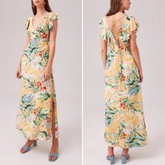 Finders Keepers Paradise Maxi Dress In Lemon Tropical Nwt Details New With Tags Yellow Lemon Print Design Ace Up Back Side Slits Flutter Sleeve V-Neck, 59in Long (Taken From Size S) Side Zip Closure Polyester/Elastane To Buy "Buy Now" To Purchase This Listing Or "Add To Bundle" To Add More Items Tags Summer Beach Spring Yellow Orange Red Leaf Boho Beach Bohemian Vacation Island Yellow V-neck Maxi Dress For Garden Party, Casual Yellow Maxi Dress With Tropical Print, Yellow Casual Maxi Dress With Tropical Print, Yellow V-neck Sundress For Garden Party, Yellow Maxi Dress With Tropical Print, Yellow Tropical Print Maxi Dress, Yellow Tropical V-neck Maxi Dress, Yellow Tropical Maxi Dress For Summer, Tropical Yellow V-neck Maxi Dress