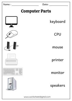 worksheet for computer parts