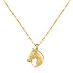 14K HORSES HEAD PENDANT 3 DIAMONDS 0.04CT 18 INCH CHAIN Horse Pendant Necklace, Horses Head, Horse Necklace, Horses Pendant, Head Shapes, Horse Head, Semi Precious, Diamond Cuts, Diamonds