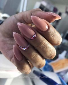 Multi Color Nails, Multicolor Nails, Nails Products, Pink Tip Nails, Acrylic Nails Nude, Swarovski Nails, Blush Nails