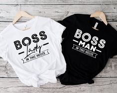 Boss Lady, Boss Man, Boss family, Boss shirt, Boss Shirt, Gift for Mom, Boss Day, Gift for Boss, Women's Shirt, Family Gift, 2024 Valentines GUIDANCE   *All our simple color  t-shirts are 100% Cotton.   *All our Heather Color t-shirts are 90% cotton 10% polyester blend and they are extremely soft. Our design are made very professionally with the right equipment  *Soft and High-Quality Fabric *Taped shoulder-to-shoulder *Tear away label *Retail fit *Pre-shrunk * Side Seamed *Design size and place Boss Lady Shirt Ideas, Mr Mrs Gift, Boss Lady Shirt, Typography Shirt Design, Boss Day, Boss Shirt, Gift For Boss, Boss' Day, Boss Shirts