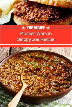 a bowl of sloppy joe recipe with the words top recipe on it and an image of a