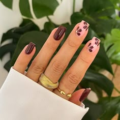 Nail Designs Squoval, Unghie Sfumate, Unghie Nail Art, Simple Fall Nails, Squoval Nails, September Nails, Fall Gel Nails, Cute Nails For Fall, October Nails