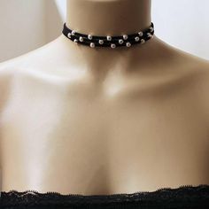 Simple Everyday Black Choker Necklace - Gothic Grace Inc Simple Black Choker, Victorian Gothic Jewelry, Kim Gordon, Victorian Jewellery, Handmade Chokers, Black Choker Necklace, Gothic Victorian, Pearl Jewelry Necklace, Neck Choker