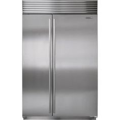 a stainless steel double door refrigerator