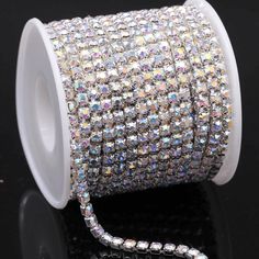 Sundaylace Creations & Bling Ss6 Metal Rhinestone Chain SS6 Silver AB DENSE, Rhinestone Metal Cup Chain, → 10 Yard BULK BUY! Chain Clothing, Rhinestone Cups, Metal Cups, Crystal Trim, Rhinestone Chain, Rhinestone Trim, Gold Diamond Necklace, Crystal Chain, Crystal Ab