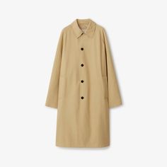 Long Cotton Blend Car Coat in Flax - Women, Cotton Gabardine | Burberry® Official Oversized Outerwear With Button Cuffs For Daywear, Classic Oversized Outerwear For Everyday, Classic Oversized Single Breasted Outerwear, Classic Oversized Outerwear, Classic Oversized Single-breasted Outerwear, Classic Gabardine Outerwear For Daywear, Long Cotton Coat With Hidden Button Closure, Gabardine Button-up Outerwear With Button Cuffs, Long Coat Outerwear With Button Closure For Daywear