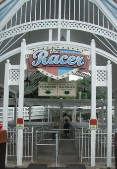 the entrance to the racer amusement park