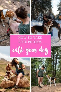 a collage of photos with dogs and people in the background text reads how to take cute photos with your dog