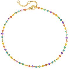 PRICES MAY VARY. ANKLET SIZE: gold anklet length is 9" + 2" extender, suitable for most people. MATERIAL: 14K gold plated anklet, lead-free & nickel and hypoallergenic, safe to wear, which makes it stands out among all other plain anklets.The colored beads are high quality cubic zirconia. EYE-CATCHING COLORS: The vibrant and eye-catching hues of the colorful beads charms create a lively and joyful aesthetic, adding a pop of color and whimsy to your ankle. This Anklet is the perfect beach accesso Joyful Aesthetic, Anklets Summer, Cute Anklets, Anklets Jewelry, Bead Anklet, Foot Chain, Lock Chain, Anklets For Women, Summer Anklets